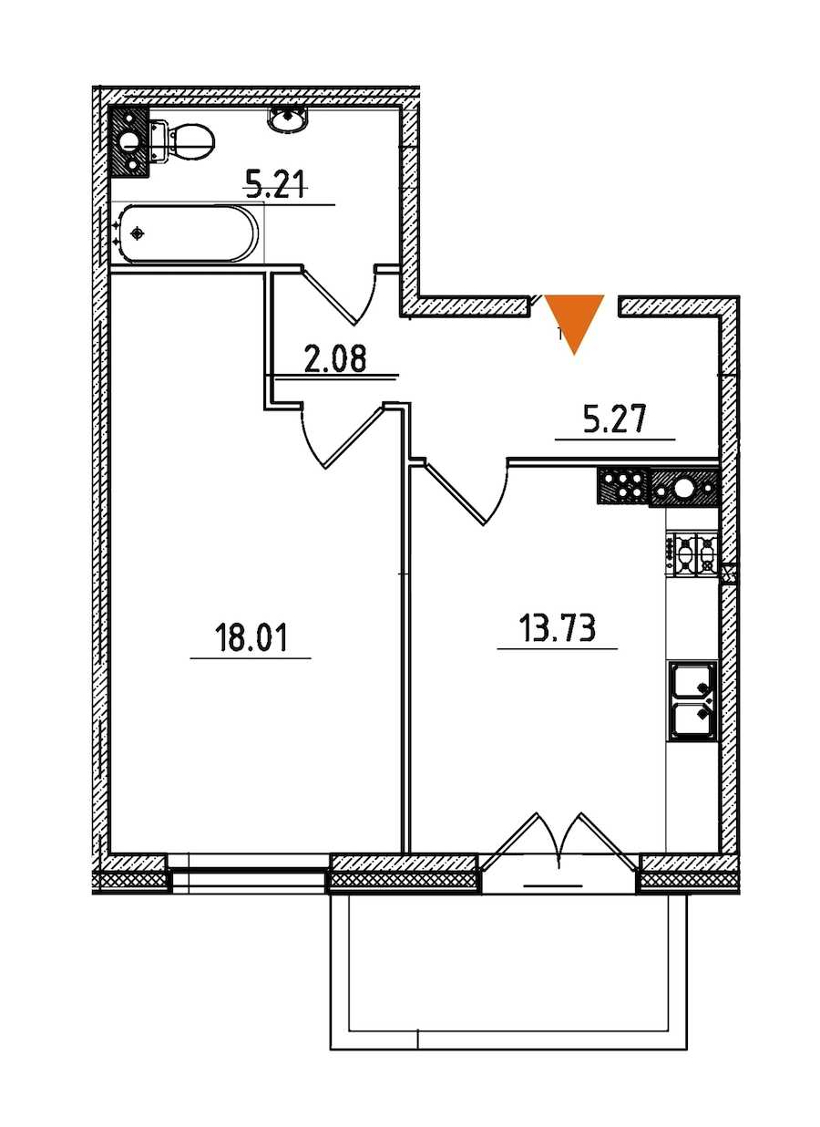 Однокомнатная квартира в : площадь 45.87 м2 , этаж: 8 – купить в Санкт-Петербурге
